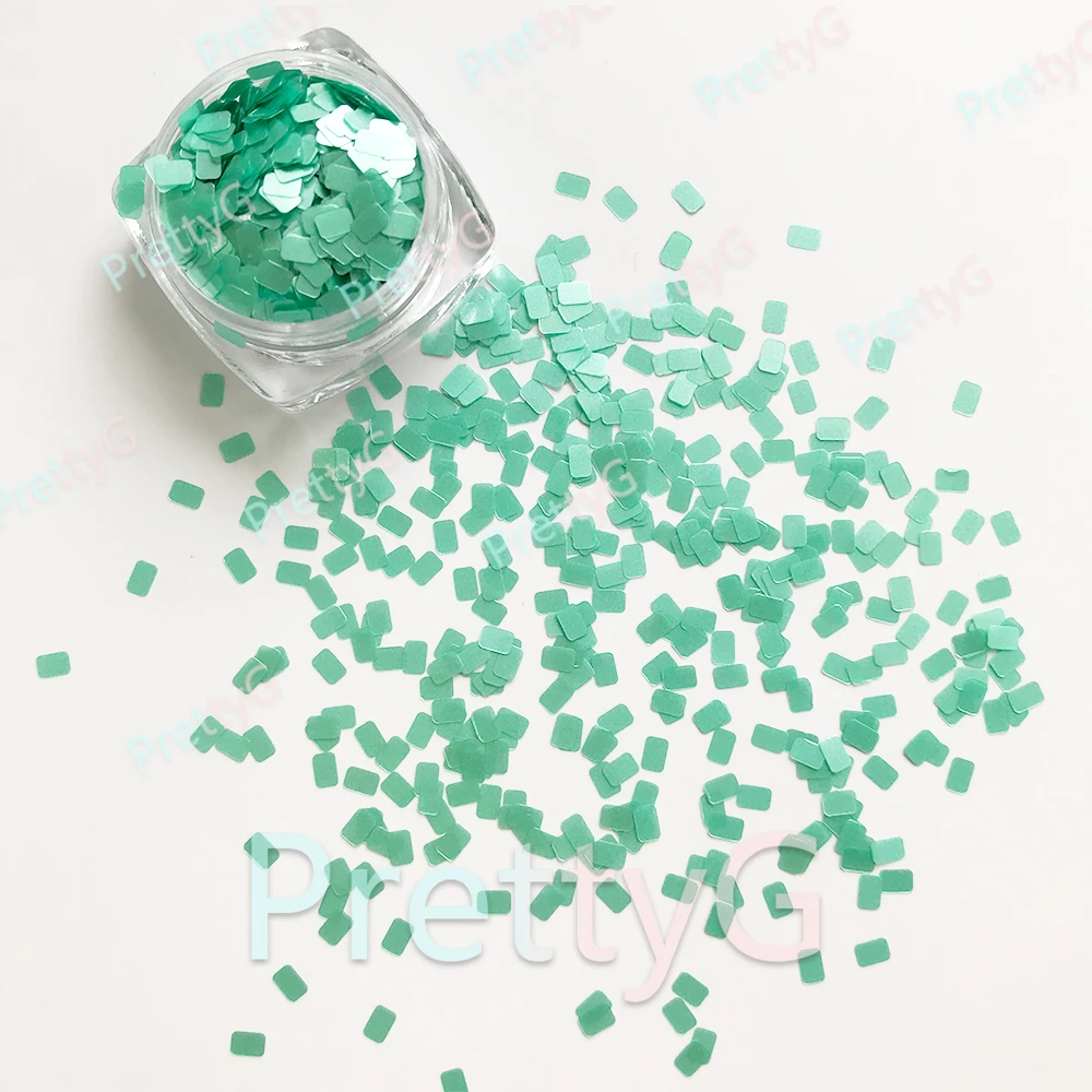 PrettyG 1 Box CR 3mm Rounded Rectangle Glitter Shape Macaroon Colorful Opal Glitter For DIY Gel Nail Art Decoration Accessories