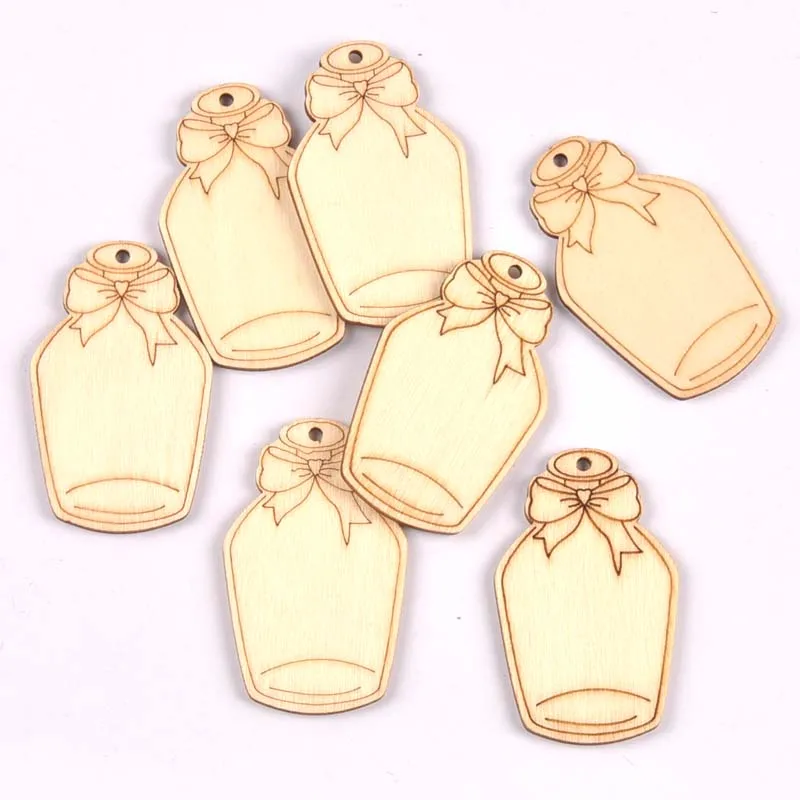 20/10pcs 3-5cm Bottle Pattern Natural Wooden charms pendant Carft for Home Decoration Diy Hanging cp3406