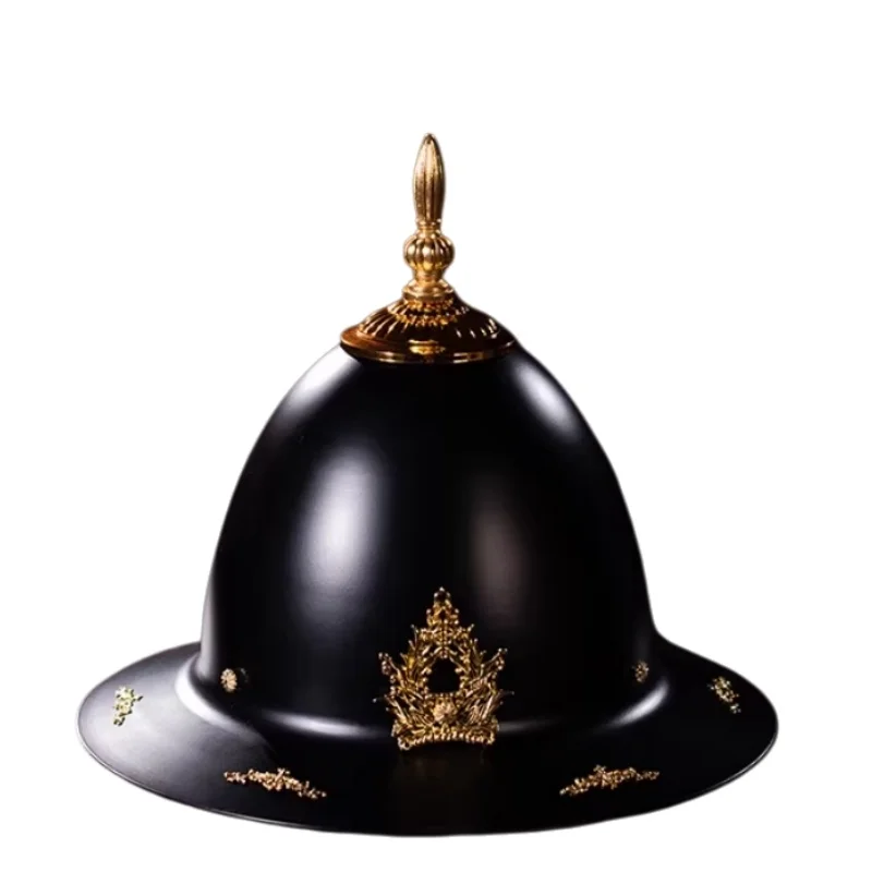 

Chinese Ming Dynasty Royal Guards Hat Mens Iron Helmet Flying Saucer Helmet Conical Hats Cymbal Hat Helmet Hanfu Large Round Cap