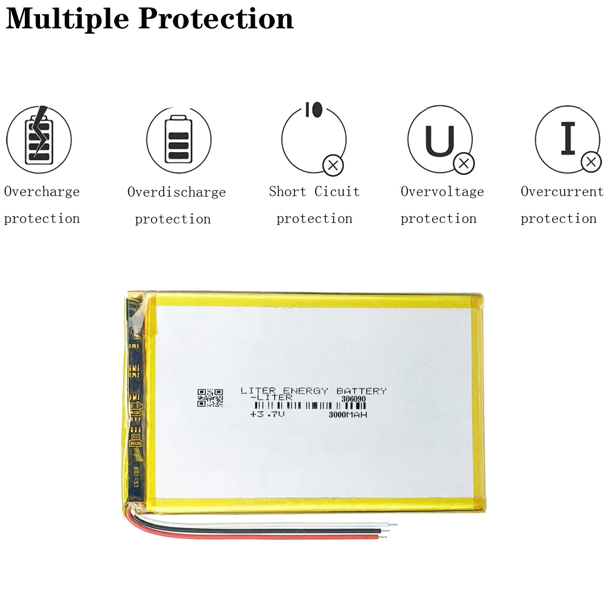 3 line 3.7V / lithium polymer batteries 306090 / containing 3000mAh / 7 inch Tablet PC Universal Battery LI
