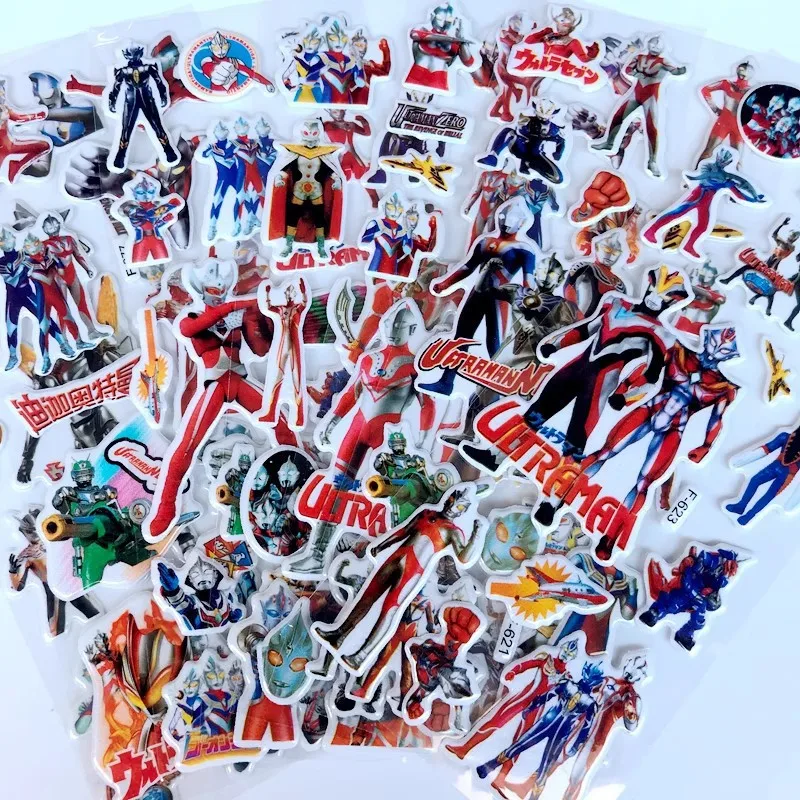 10pcs Cartoon Ultraman 3D Bubble Stickers - Anime Cartoon PVC Relief Decals for Kids DIY Phone Laptop Water Bottle Decoration