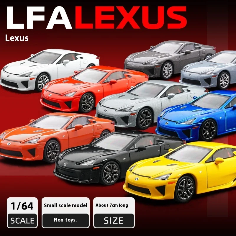 1/64 Lexus LFA โมเดลรถยนต์อัลลอยจำลองขนาดเล็กคงที่โมเดลรถยนต์รถสปอร์ตฐานจัดแสดงเนื้อโลหะผสม