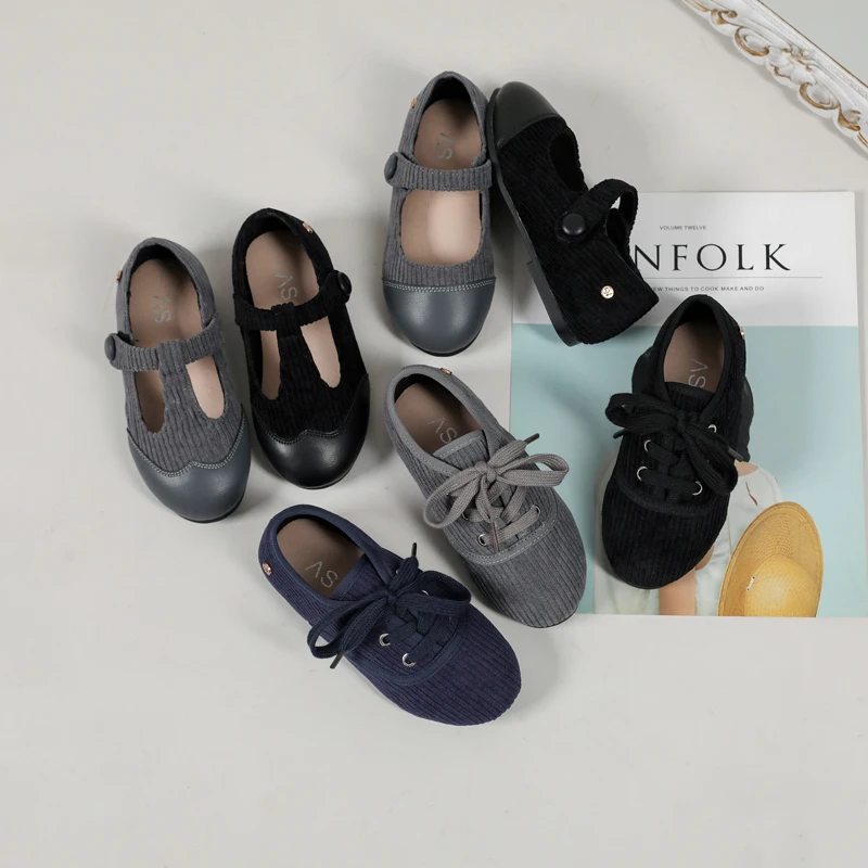 AS Scarpe per bambini Scarpe slip on per bambini Scarpe in pelle per neonate Scarpe basse nere per bambini Moda Oxford Piattaforma morbida Mary Jane