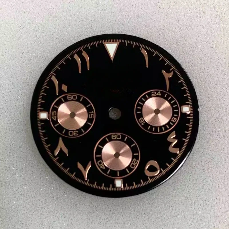 VK63 다이얼 29.5mm S 다이얼 아라비아 숫자 다이얼 녹색 야광 VK63 쿼츠 무브먼트 크로노그래프 시계 개조 시계 맞춤 제작