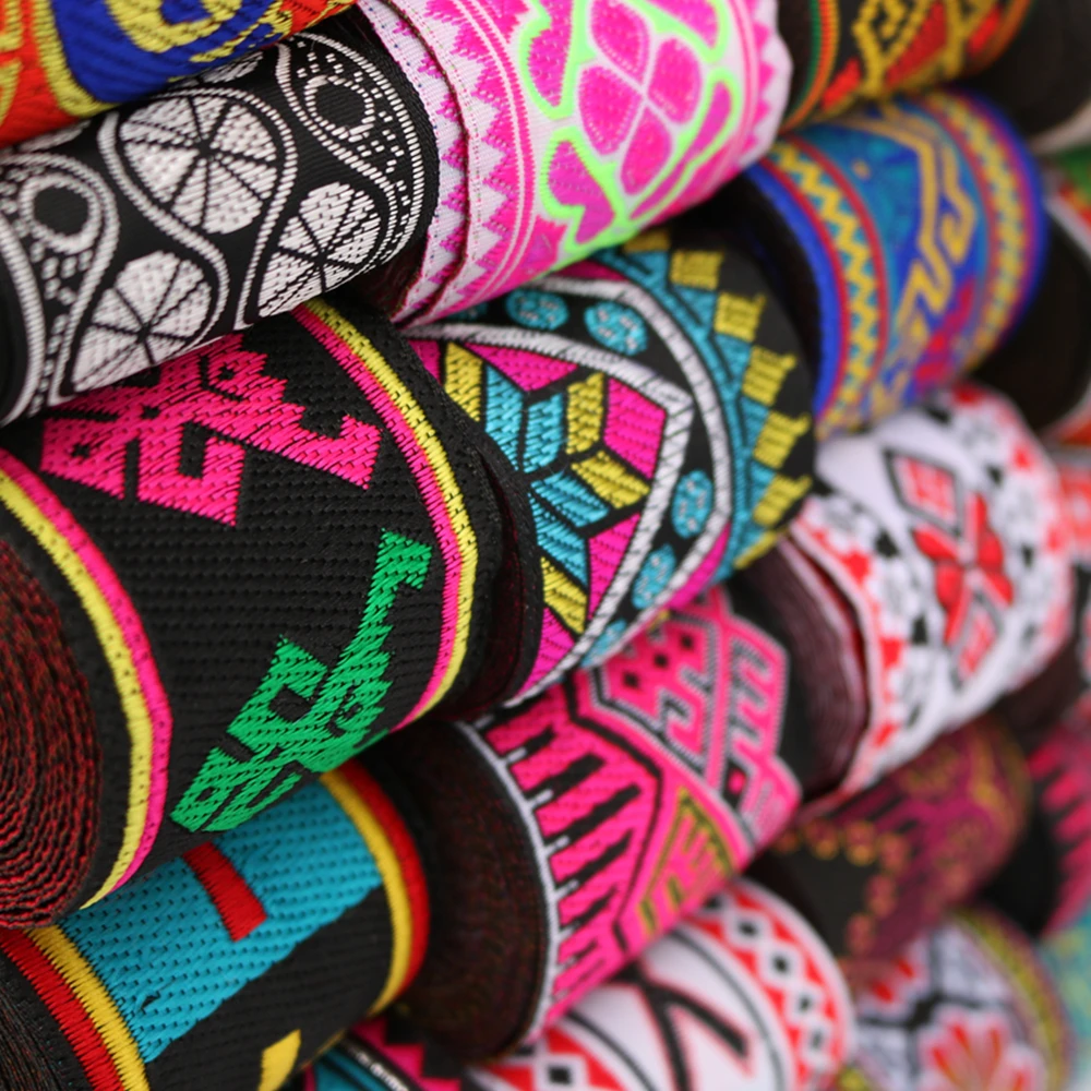 2 Inch 50MM 7 Meters Vintage Ethnic Embroidery Ribbon Boho Lace Trim DIY Clothes Bag Accessories Embroidered Fabric