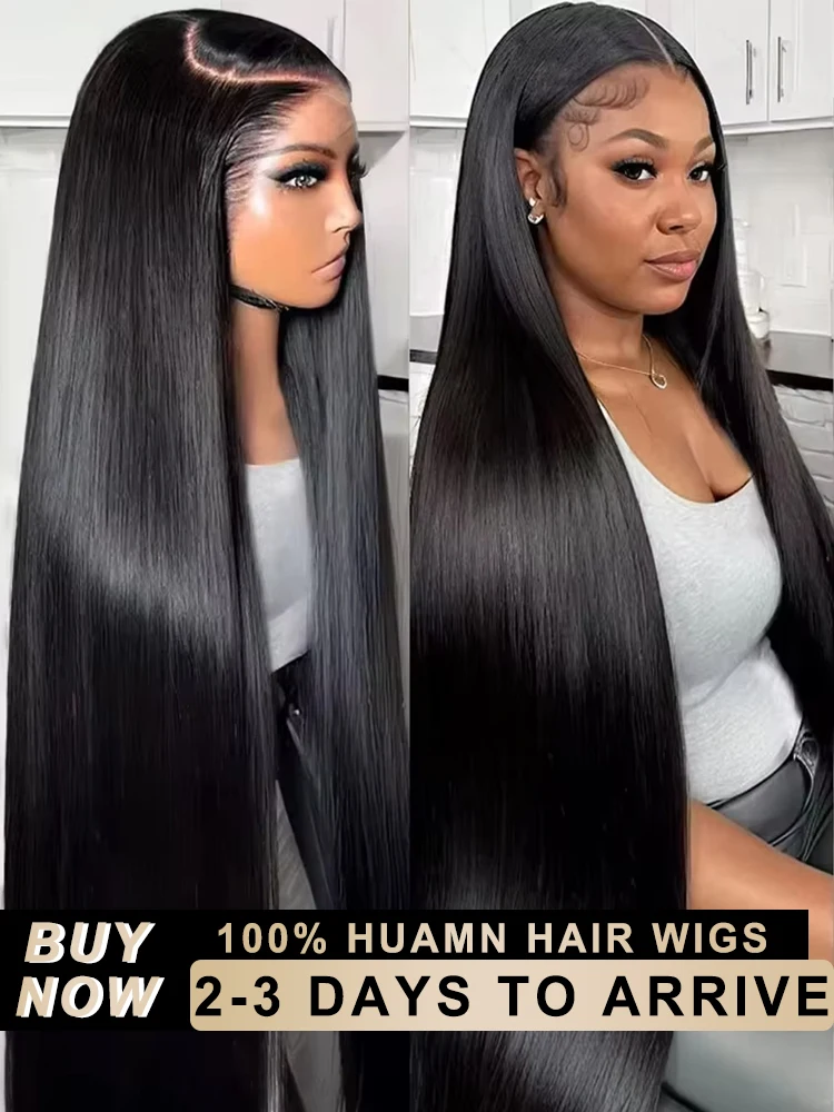 40 50 Inch Long Bone Straight Human Hair Wigs 13x6 HD Lace Frontal Wig 250 Density 100% Raw 360 Full Lace Front Human Hair Wig