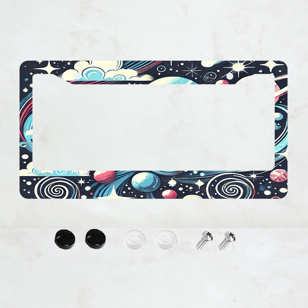 

Рамка для номерного знака «Космическая галактика» с разноцветными звездами, алюминиевая, 6 x 12 дюймов, стандартный размер США, 1 шт.