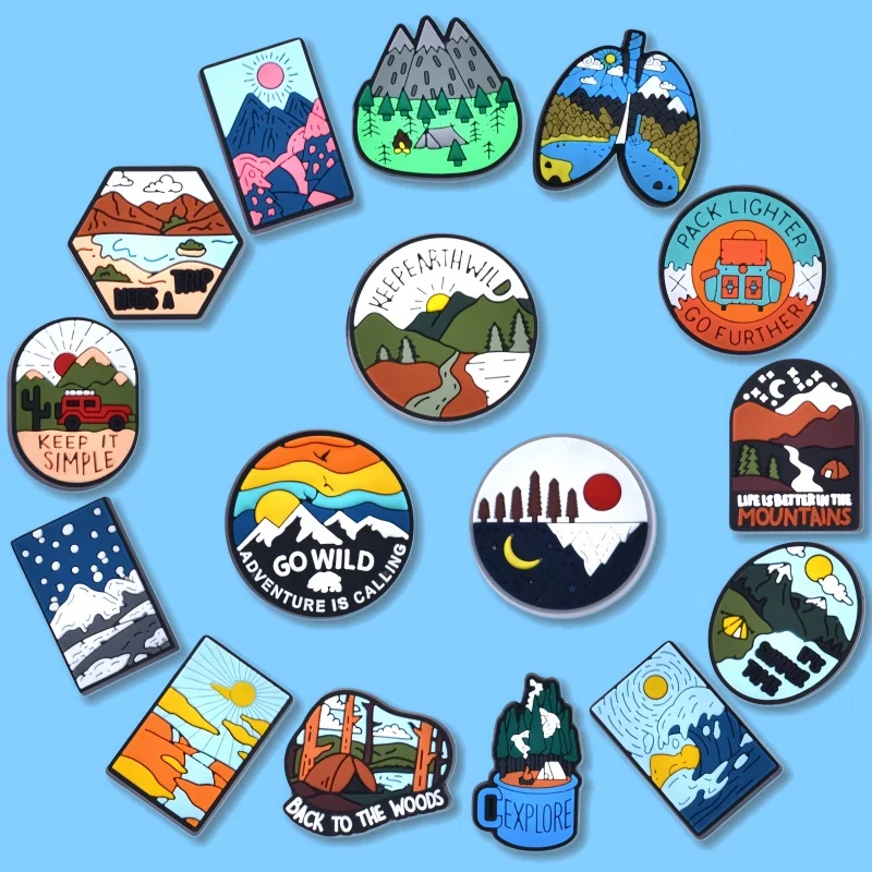 16Pcs Camping Shoe Charms, Hiking Travel Decorative for Clogs and Sandals, Outdoor Shoes Charms For Kids and Adults