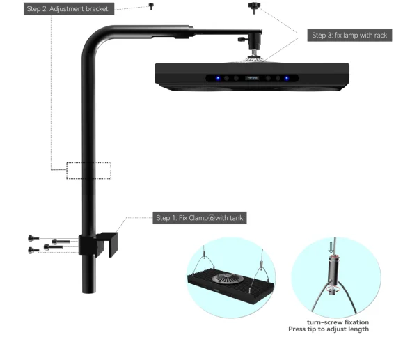 

Intelligent Temperature Control 95W 140W Saltwater Marine Lights Sea Light 14000K Aquarium LED Lighting