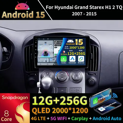 Imagen 1 del producto Android 15 Radio del coche para Hyundai Grand Starex H1 2 TQ 2007 - 2015 Carplay Auto DSP GPS reproductor de vídeo Multimedia cámara estéreo 360