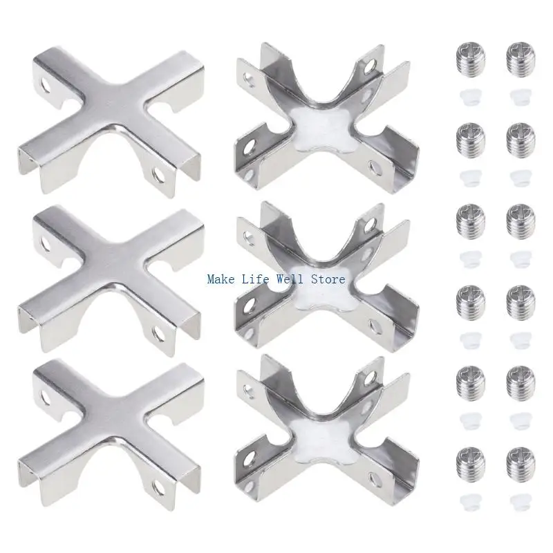 Glass Panel Holding Clamps Glass Shelf Bracket 6pcs for Aquariums & Showcases