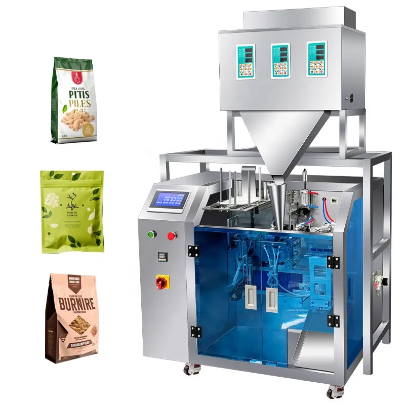 Pneumatic  Finished Premade Plastic Bag Seasoning Nut Tea Candy Snack Chips Fill Seal Feeding Weighing Packaging Machine