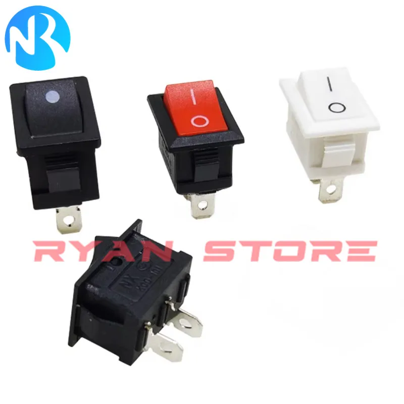 10PCS KCD1 2/3/4Pin 21*15mm ON-OFF Boat Car Rocker Switch 6A/250V AC 10A/125V AC With Light KCD1-1 15X21MM ON-OFF-ON