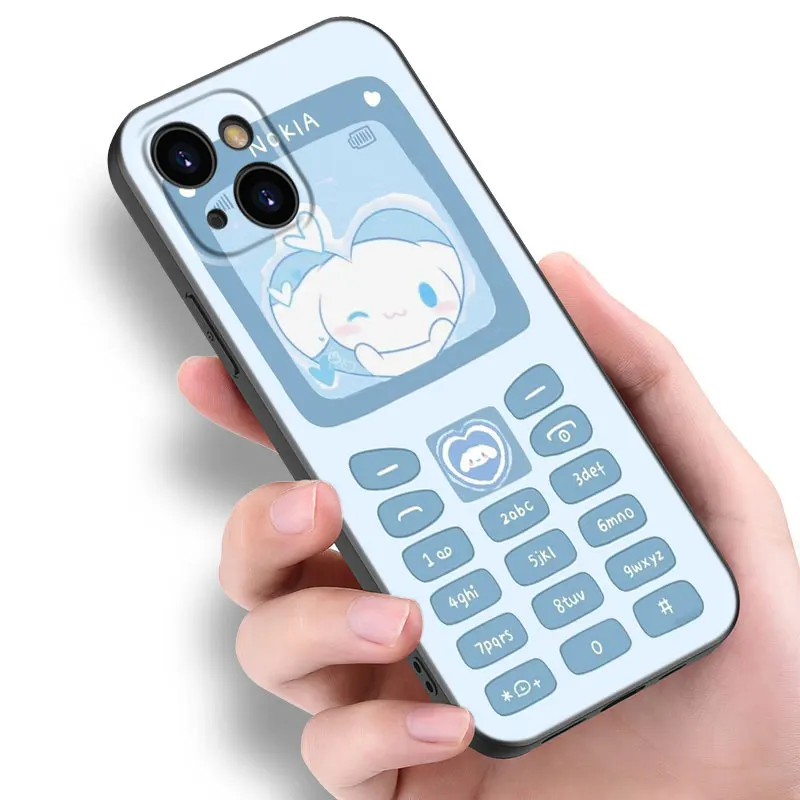 Kawaii Cinnamoroll Phone Case For Apple iPhone 12 13 Mini 11 14 15 Pro Max 7 8 Plus X XR XS SE 2020 2022 Black Silicone Case