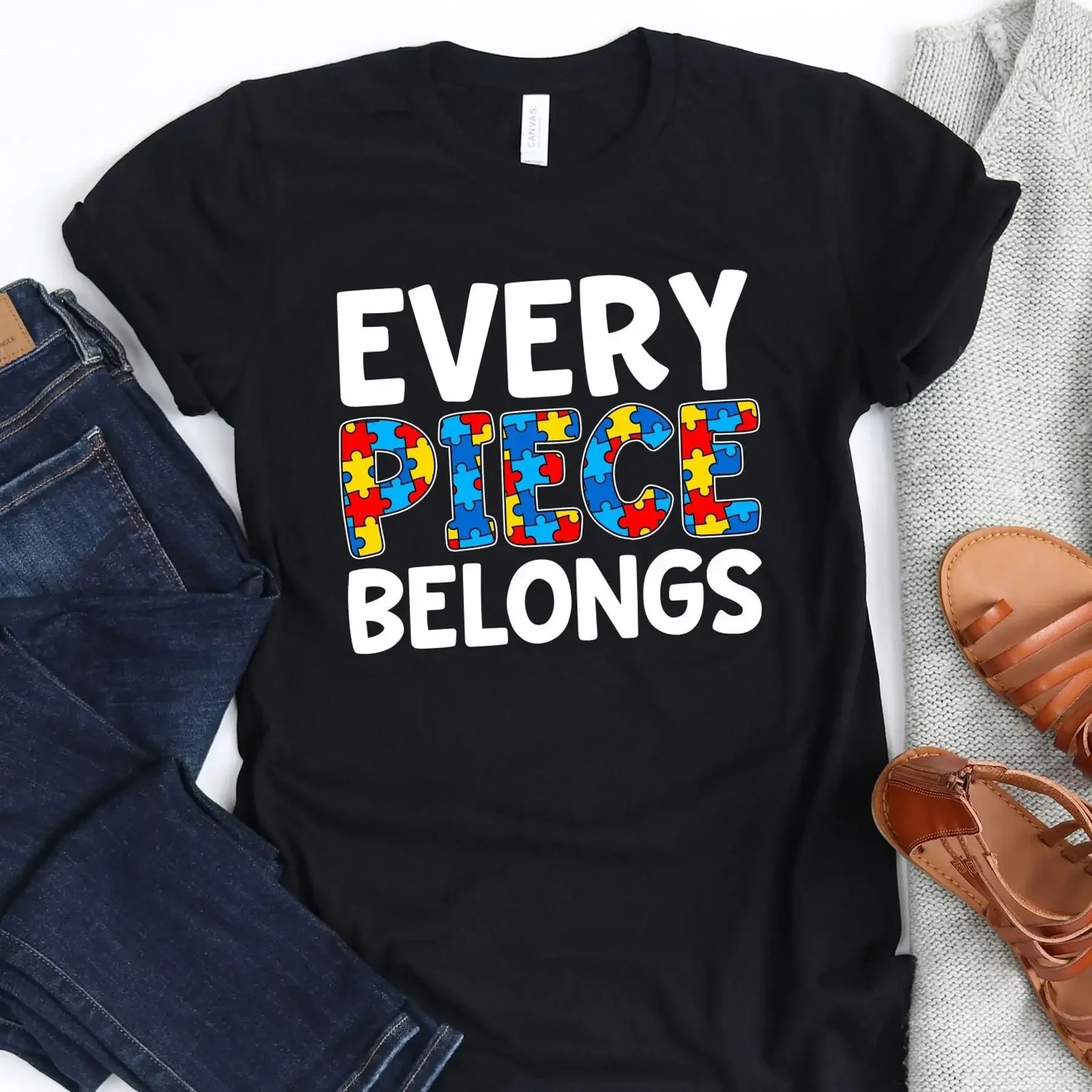 Every Piece Belongs T Shirt World Autism Day Awareness Mom Puzzle Walk