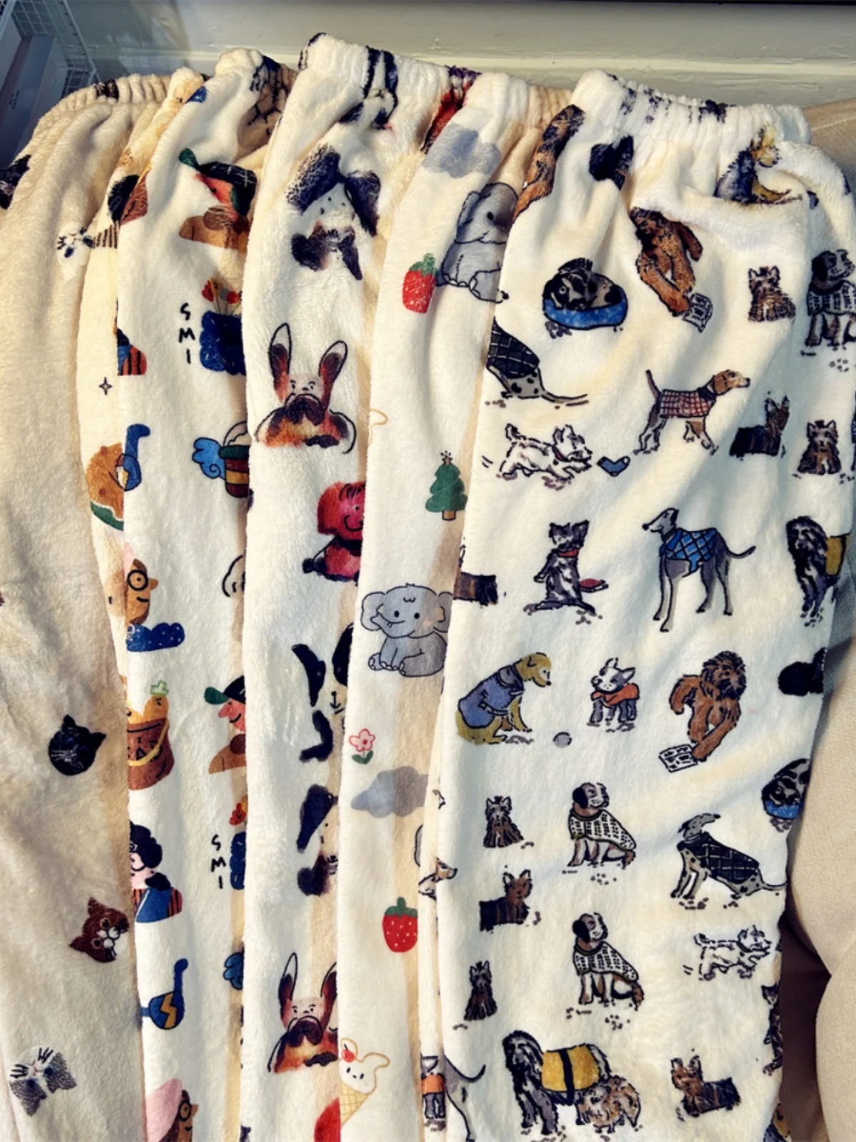 

Women's Long Coral Fce Pants Autumn Winter Thiened Home Leisure Cartoon Print Walking Pants Outdoor Wearable Spwear