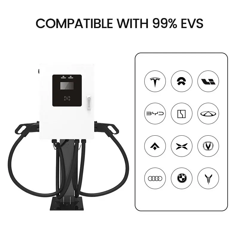 DC EV Charging Station 30kW Wallbox Fast Charger CCS2 GBT Plug Smart RFID LCD Screen Commercial Fleet EVSE Charger