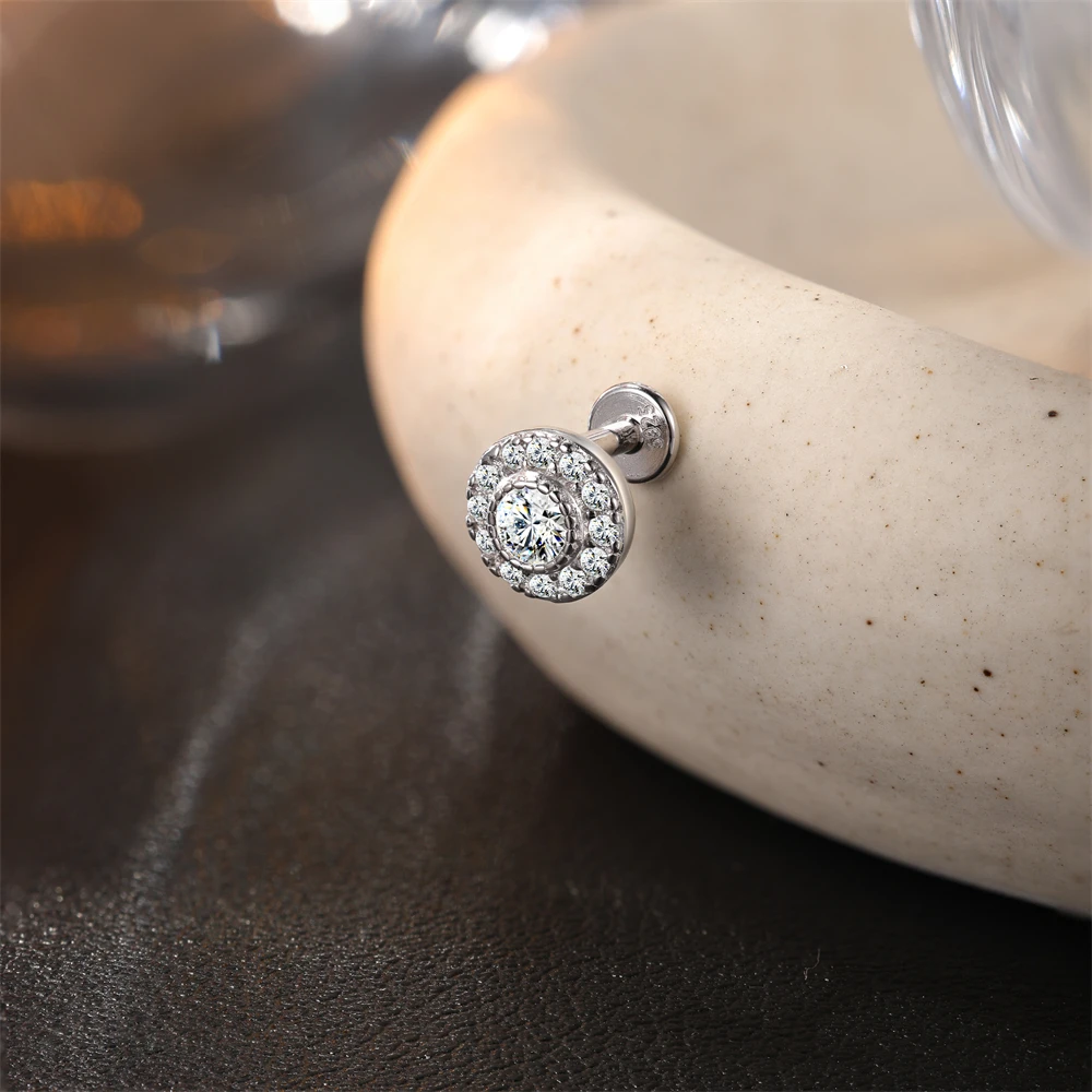 ROXI Moissanit 925 Sterling Silber Geometrischer Quasten-Ohrstecker für Damen, flacher Rücken, Helix-Blumenanhänger, edler Schmuck – Detail 29