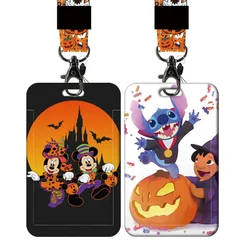 Mickey Minnie Halloween Lanyard ID Card Holder Stitch All Saints' Day Badge Holders Neck Strap with Keychain Phone Rope