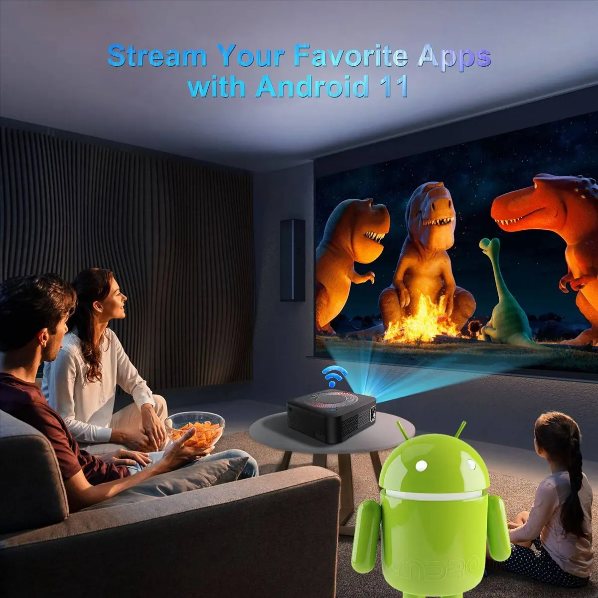 

BaoBao- X5 Projector Smart 1080P Full HD Movie Proyector Support 4K Video Projector 2+16G Home Theater WIFI Projector-EU Plug