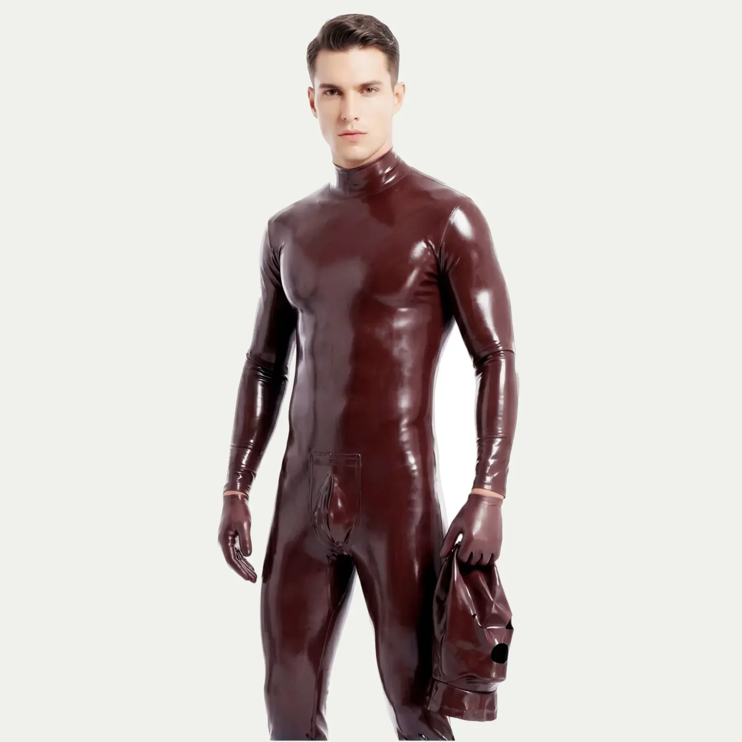 Fashion Men Cosplay Maid Bodysuit PVC Faux Latex Stage Costumes Club Zentai High Elastic Tights Full Body Shaping Dance Wear view 2
