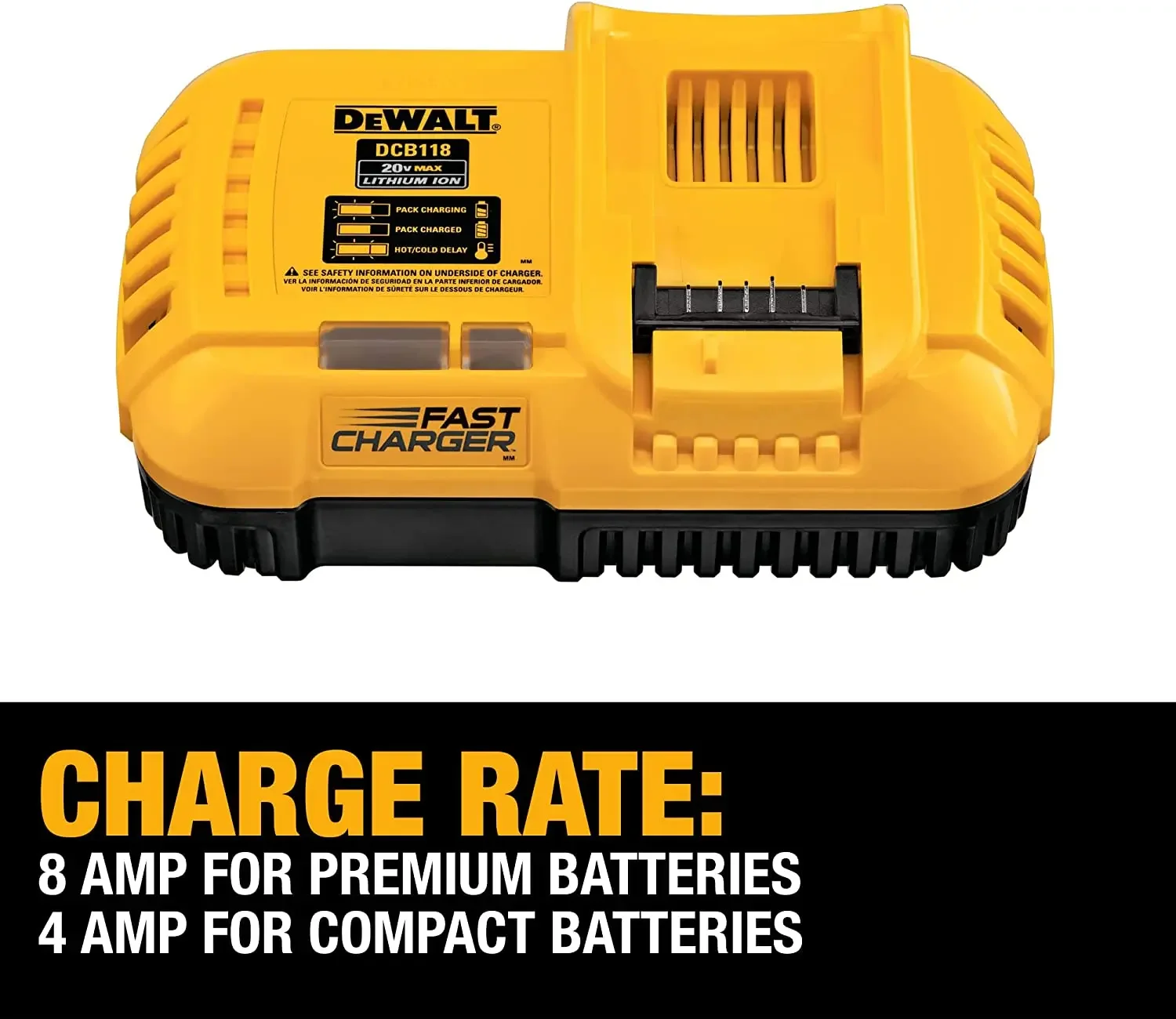 DEWALT Lithium Ion Battery Charger DCB1104 DCB1102 DCB118 220V Lithium Ion Battery Charger Fan Cooled Fast Charger