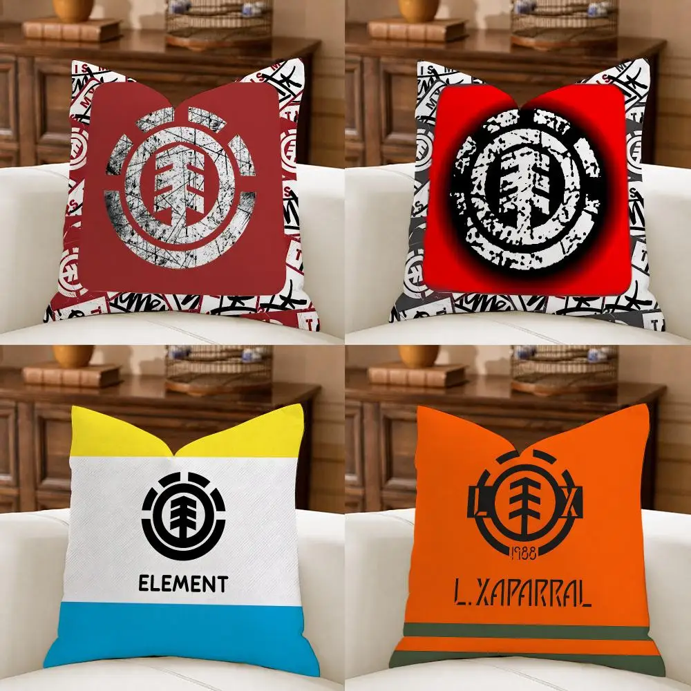 E-Element Skateboards Logo Cushion Cover Organic Linen Square Pillow Case Durable Non-Allergenic And Kind To Skin