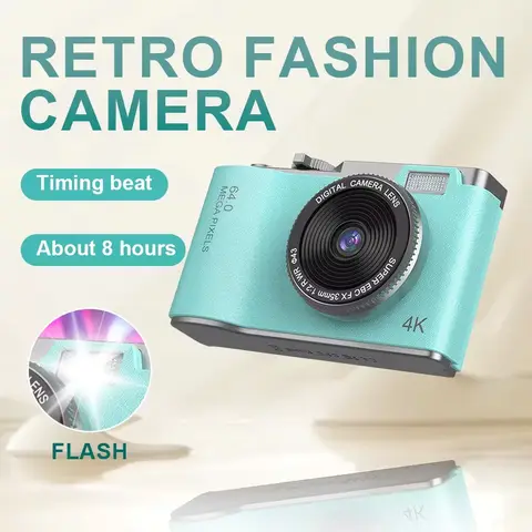 Vlog 사진 학생용 디지털 카메라, 16X 디지털 줌, 64MP HD, 2.4 인치 LCD 충전식 카메라, 자동 초점 브이로그