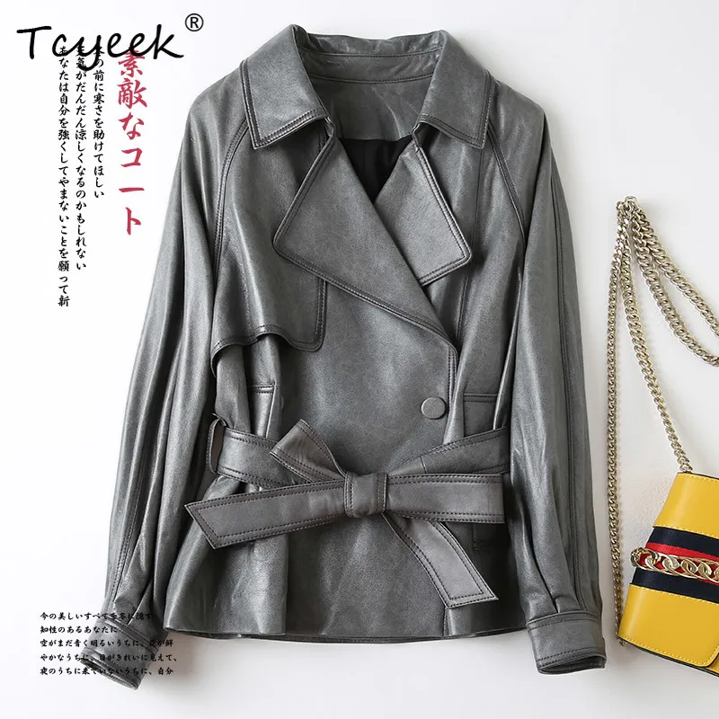 Tcyeek Weiche Schaffell Frühling Herbst Koreanische Version Abnehmen Trendy Anzug Kragen Schulter Ärmeln frauen Aus Echtem Leder Jacke