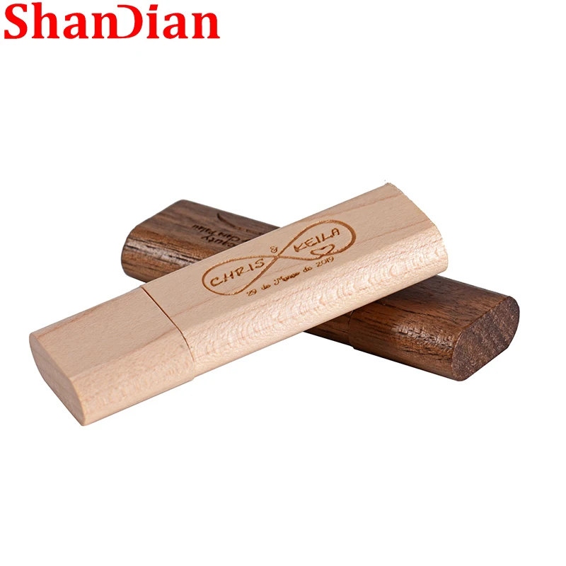 Personalized Flash Drive 64GB Free Logo Wooden Pen Drives 32GB Maple Free Key Ring Memory Stick 16GB USB 2.0 U Disk 8GB 128GB