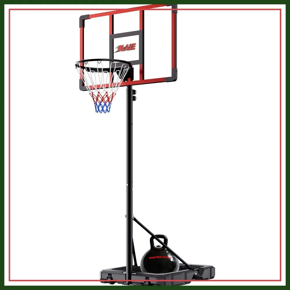 

Adjustable Portable Basketball Hoop 4.1-8.5FT Height,32'' Shatterproof Backboard,Fillable Base，Weight Bag for Backyard&Driveway