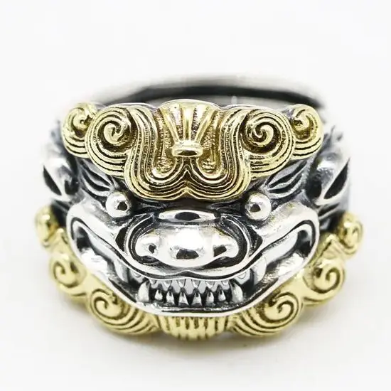 S925 sterling silver ring with opening, retro and domineering lion temperament, trendy jewelry, personalized gift for lovers