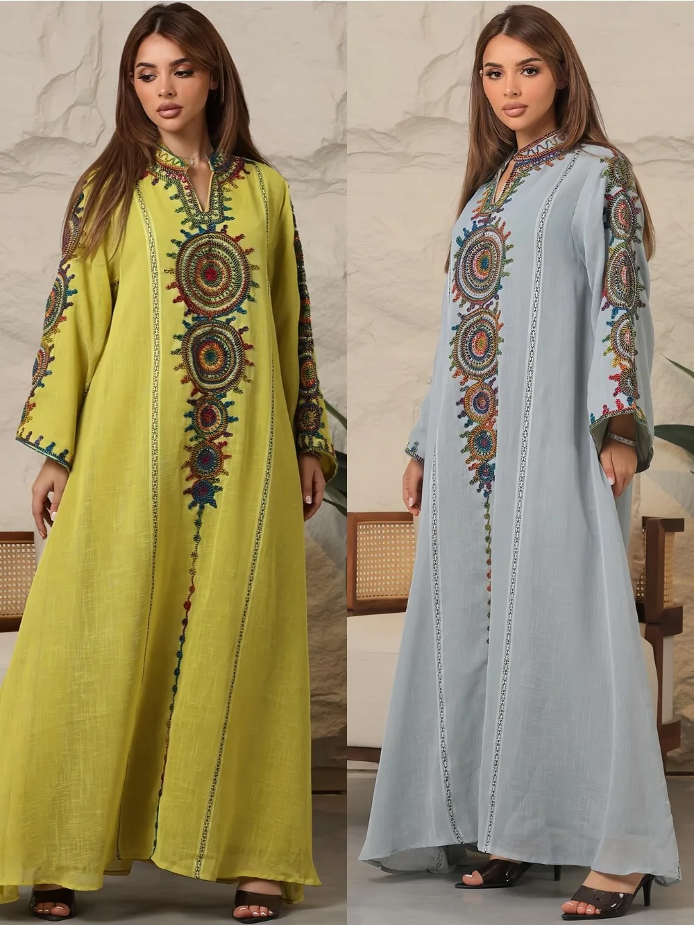 Ramadan Morocco Kaftan Muslim Abaya Women Embroidery Long Robe Party Dress Vestidos Saudi Jalabiya Eid Modest Dresses Abayas