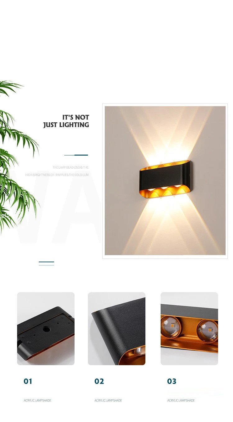 Waterproof IP65 Outdoor Wall Light Aluminium 10W LED Wall Lamp Sconce Balcony Garden Decoration Lighting Lamp AC110V 220V