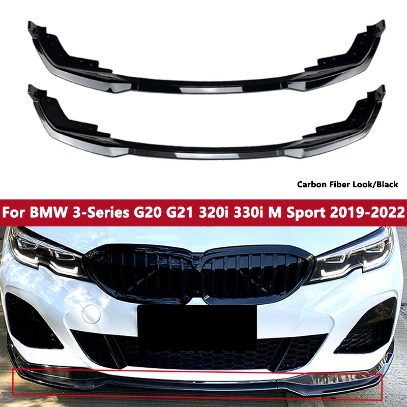 

For BMW 3-Series G20 G21 320i 330i M Sport 2019-2022 Car Front Bumper Lip Diffuser Spoiler Kit Protector Cover Auto Accessories