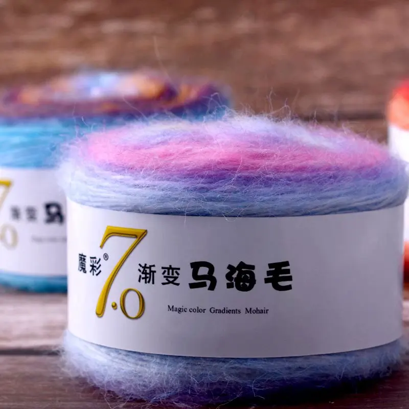 50g 1Pc Gradient Angola Mohair Yarn for hand knitting Plush Wool Crochet Yarn lana yarn Magic Color threads soft line DIY scarf