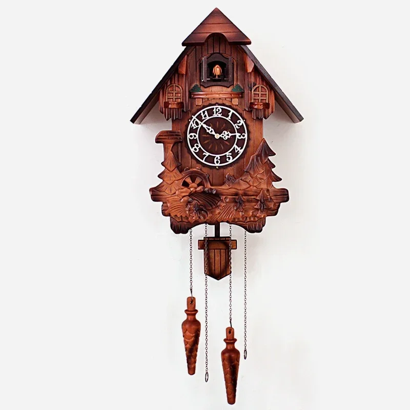 Unusual Vintage Cuckoo Clock Retro Design Wooden Living Room Wall Clock With Pendulum Art Reloj Digital Pared Household Goods