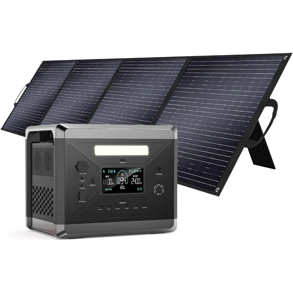 

2400W Portable Power Station, 2160Wh Large Capacity Solar Generator with 200W Solar Panel, BMS Emergency Power Station