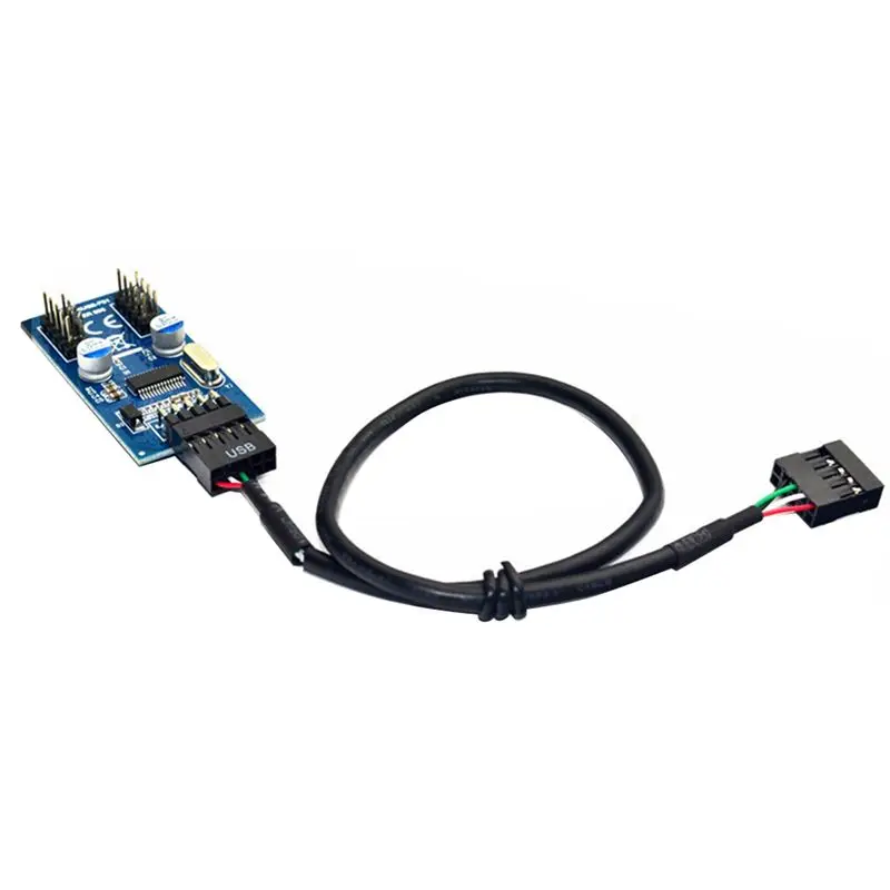 Stylish-9Pin USB Header Male 1 To 2/4 Female Extension Cable Card Desktop 9Pin USB HUB USB 2.0 9 Pin Connector Adapter 30Cm 3PCS