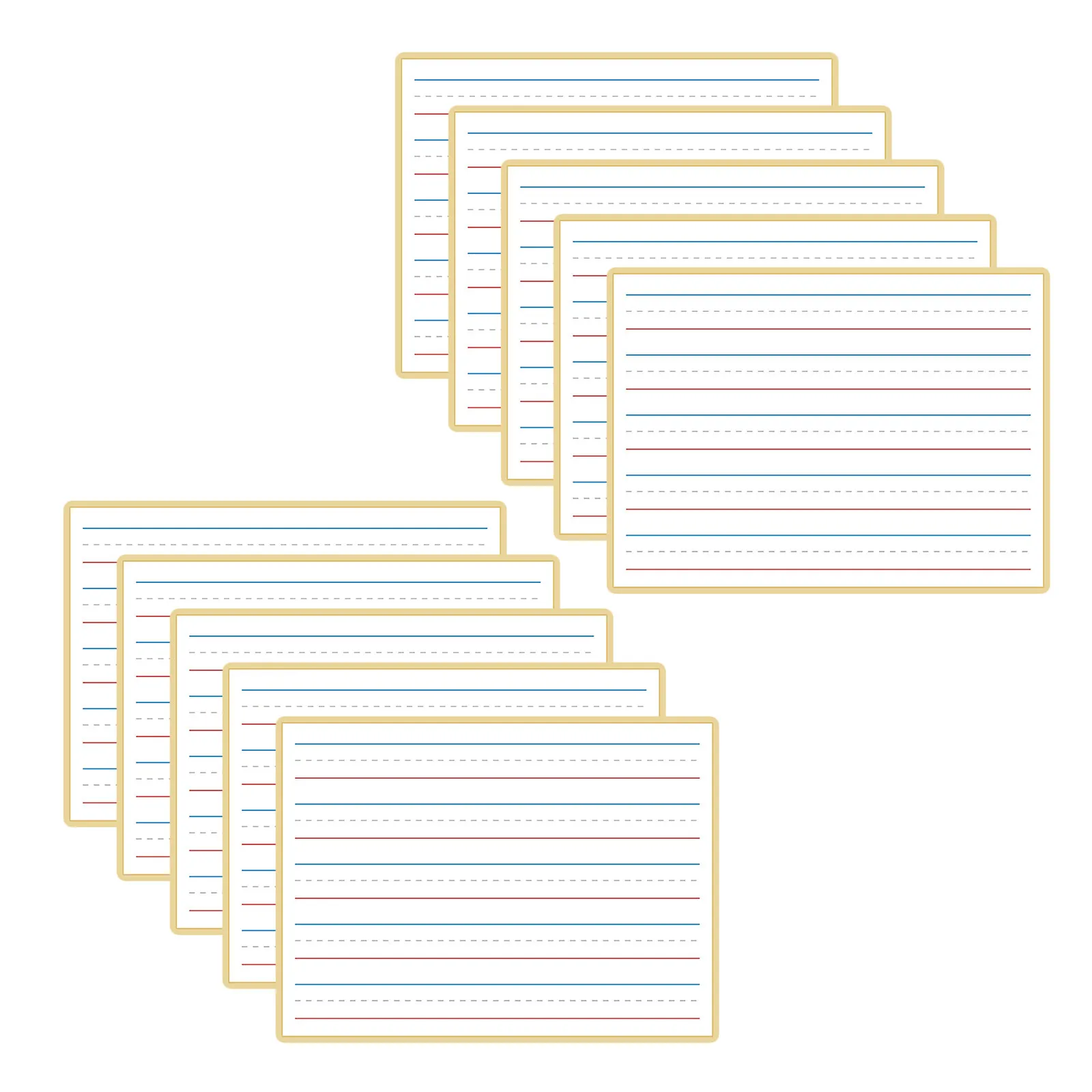 10pcs Small Dry Erase Board with Lines for Kids Double Sided Mini White Board Learning Aid Cards for Students Classroom Practice