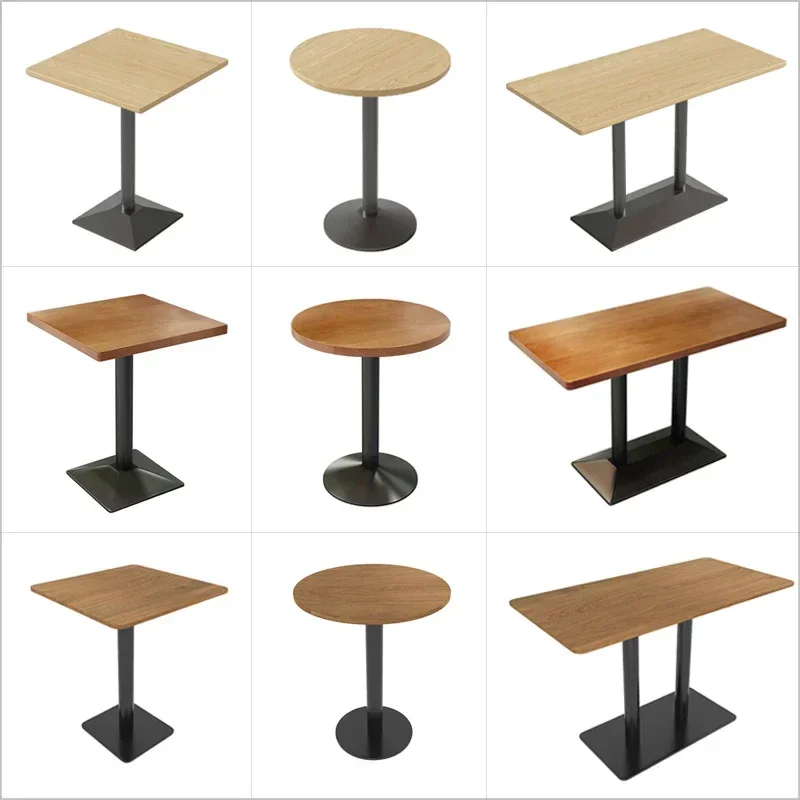 

Customized Solid Wood Dining Table and Chair Combination Commercial Restaurant Fast Food Dessert Cafe Milk Tea Shop Round Table