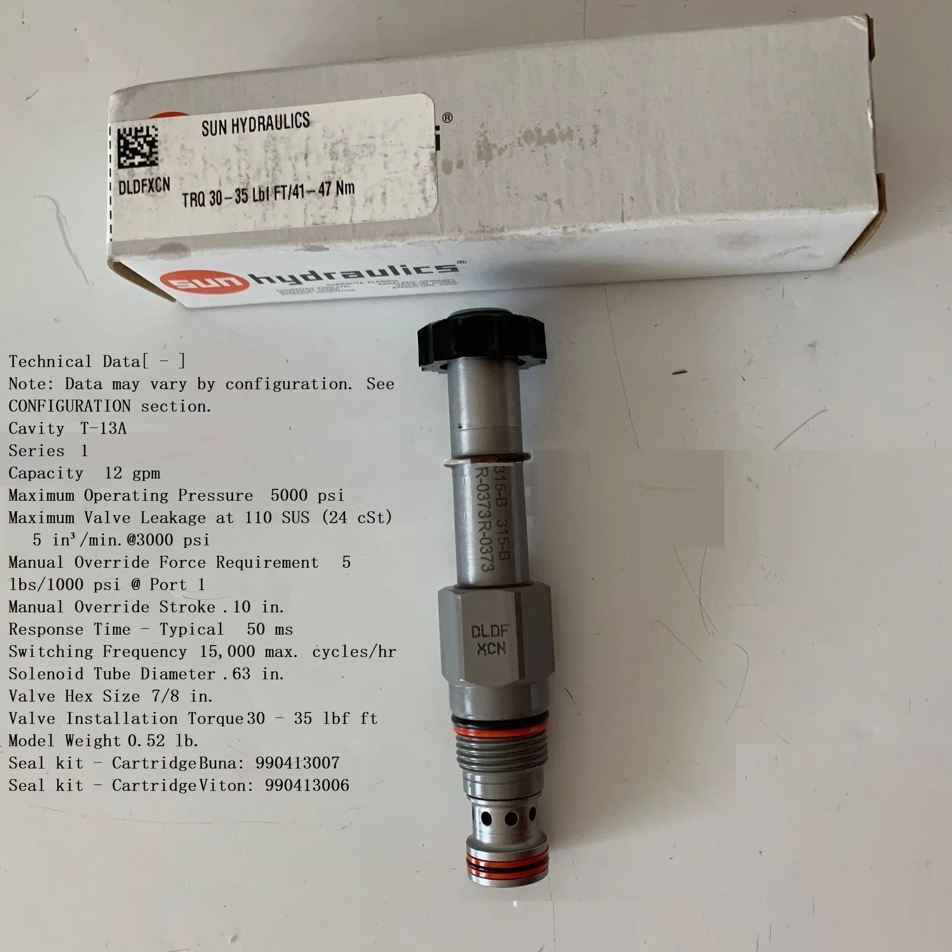 

DLDF XCN Sun Hydraulics Valves 2-way, solenoid-operated directional spool valve (740 Series)