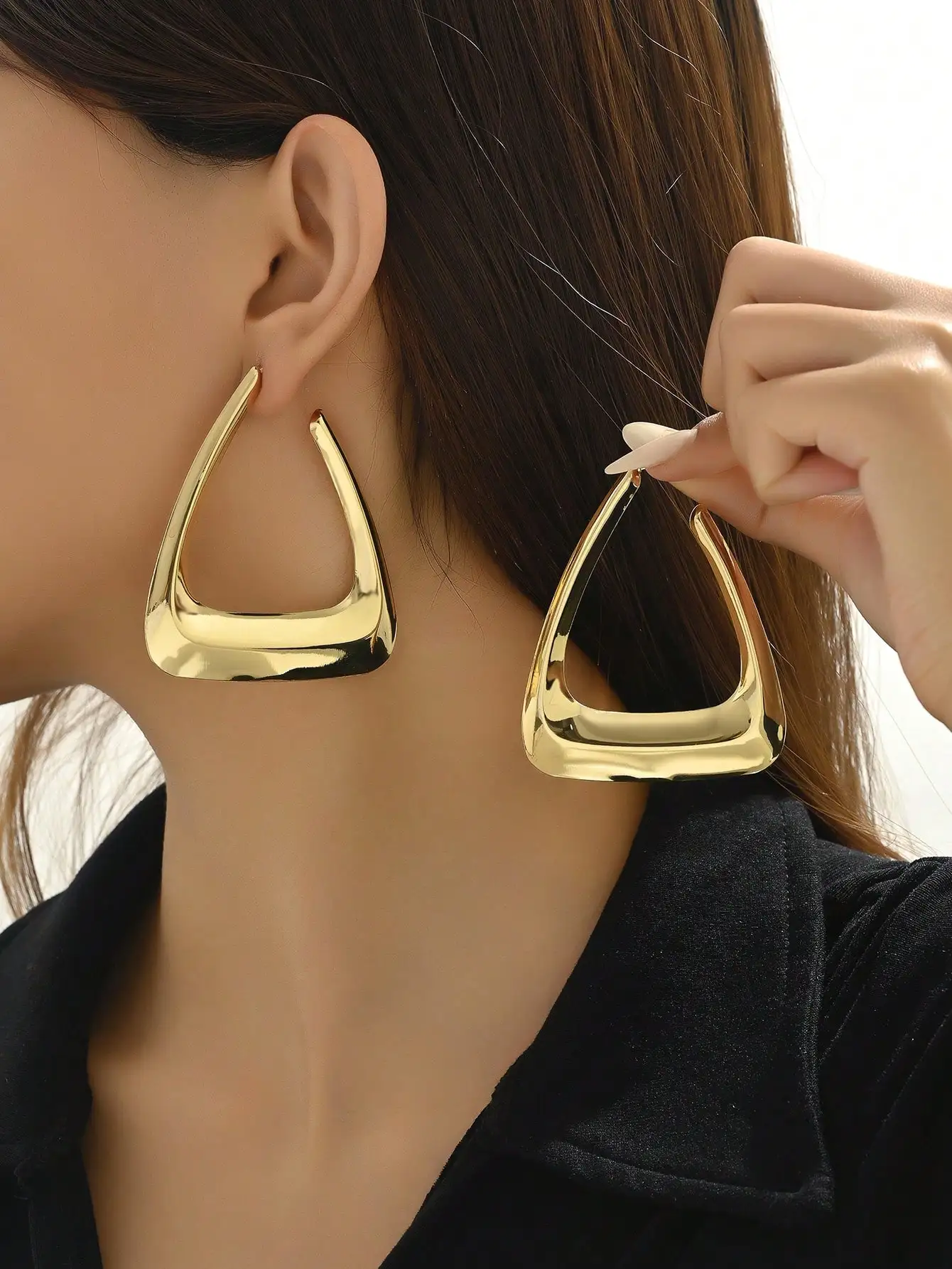 

Vintage Geometric Minimalist Exaggerated Triangle Women Trend Hoop Earrings Jewelry