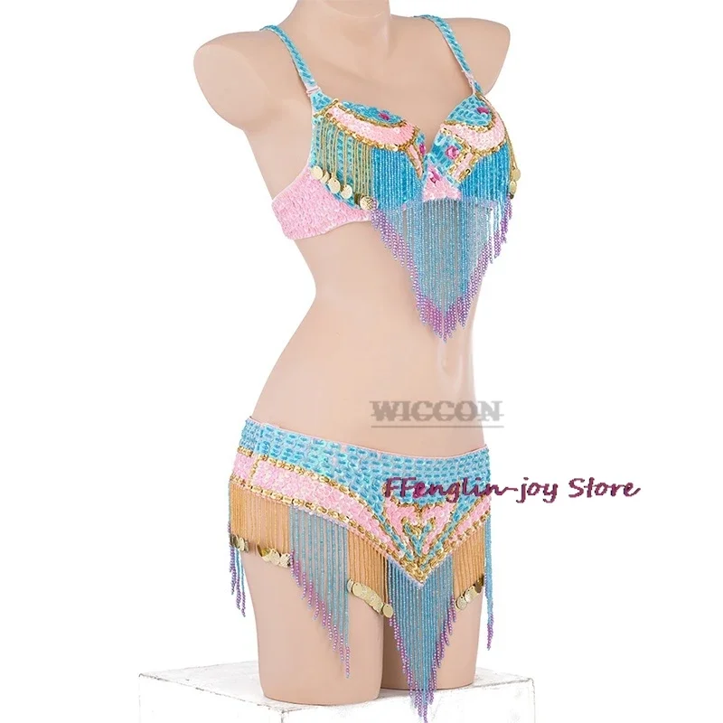 Belly dancing suite cintura reggiseno 2 pezzi set samba costumes club reggiseno sexy accetta qualsiasi dimensione 4 colori per le donne reggiseno hip danza del ventre