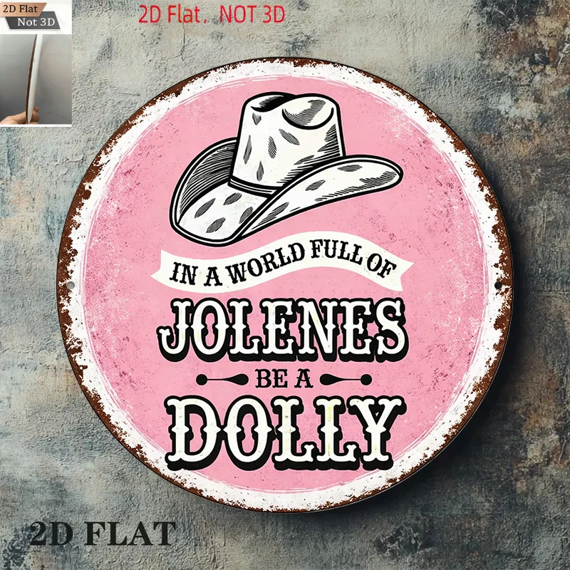 2D Flat, Round Wood Wall Hanging Sign Suitable for Home, Farmhouse, Western Decor - Vintage 