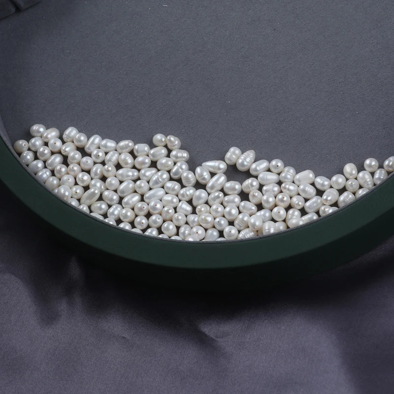 6-7mm A Through Hole Natural White Loose Real Freshwater Rice Pearl Beads