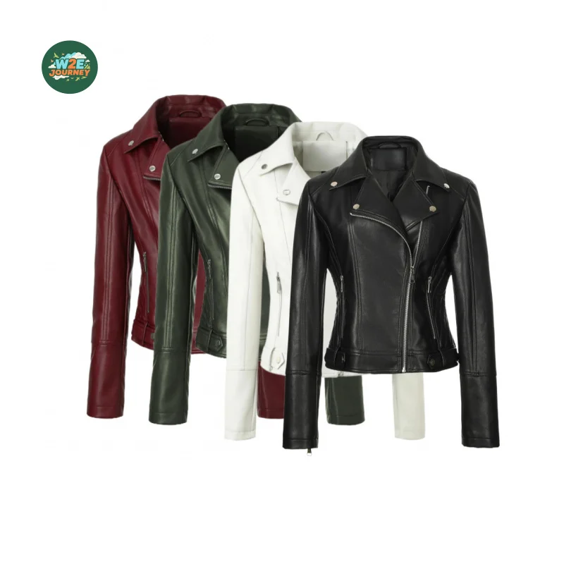 W2EJOURNEY EU US Size Luxury Quality Faux Leather Jacket Autumu Winter Slim Fit Crop Women Motorcycle PU Jacket