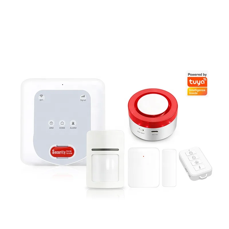 

TUYA GSM/WiFi/Zigbee Smart Home Alarm System with PIR Detector Door Detector Remote Control and Siren Alarm