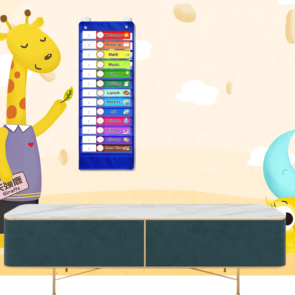 مخطط جيب للجدول اليومي ، المدرسة ، المنزل مع البطاقات ، قماش أكسفورد ، تعليق الفصول الدراسية ، القرطاسية ، تثبيت الباب التعليمي ، 14 شبكة