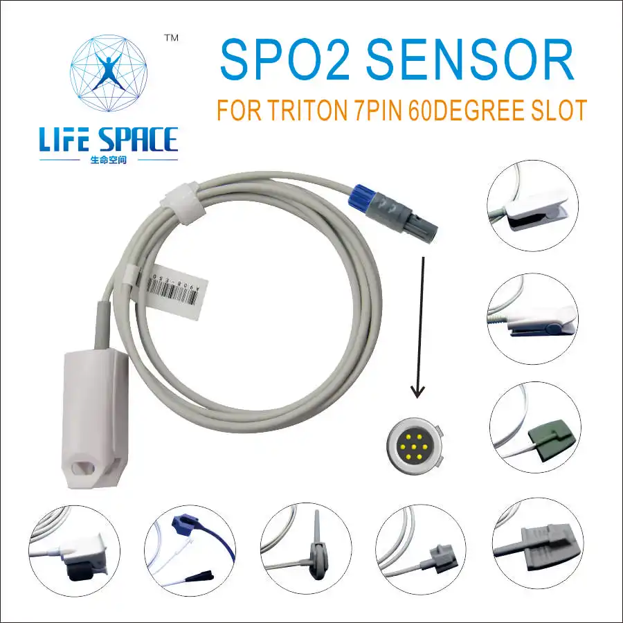 LA-107 Reusable Long Cable 2.5M Adult Child Neonate Oxygen Reusable Spo2 Sensor triton 7pin 2slot 60degree for patient monitor